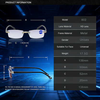Sapphire Smart Adaptive Glasses — Crystal Clear Vision Near & Far, Anti-Blue Light