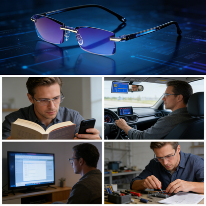 Sapphire Smart Adaptive Brille – Kristallklare Sicht in der Nähe und in der Ferne, Blaulichtfilter