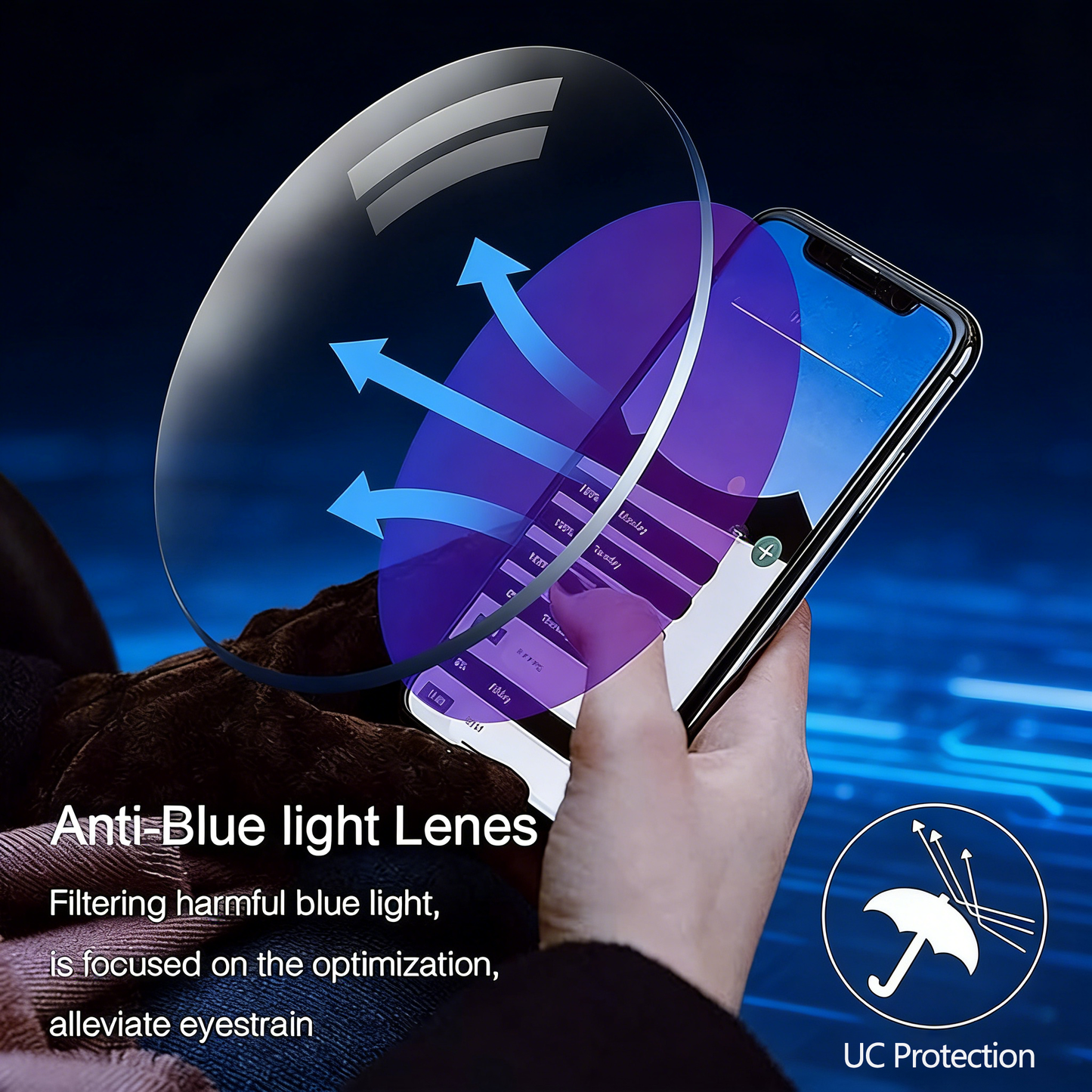 Sapphire Smart Adaptive Glasses — Crystal Clear Vision Near & Far, Anti-Blue Light