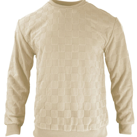 Checkered round neck long sleeved sweatshirt