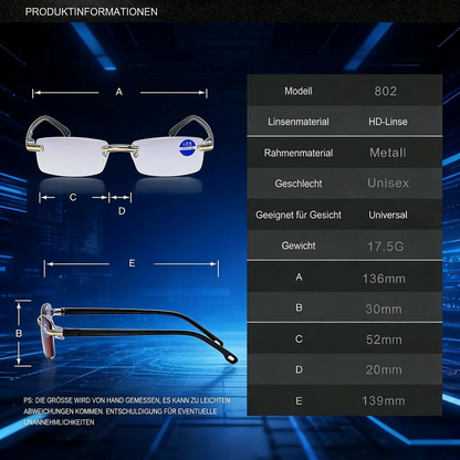 Sapphire Smart Adaptive Brille – Kristallklare Sicht in der Nähe und in der Ferne, Blaulichtfilter